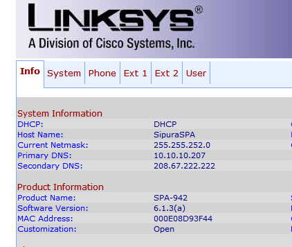 LinkSys SPA942 - Firmware version