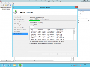 Restore in Windows 2012